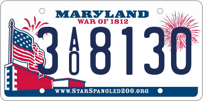 MD license plate 3AO8130