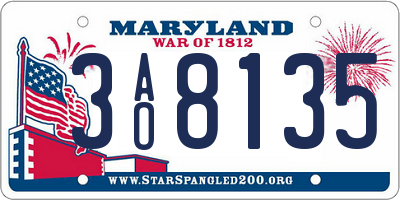 MD license plate 3AO8135