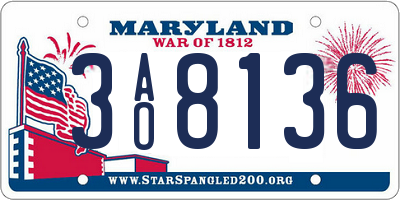 MD license plate 3AO8136