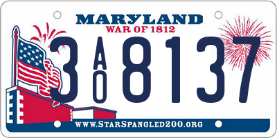 MD license plate 3AO8137