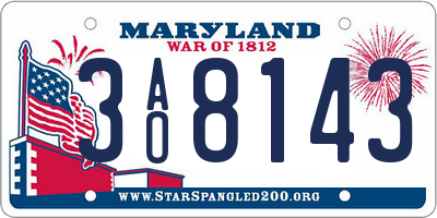 MD license plate 3AO8143