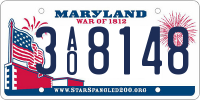 MD license plate 3AO8148