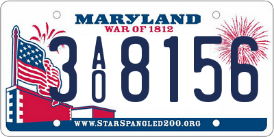 MD license plate 3AO8156