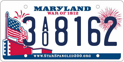 MD license plate 3AO8162