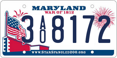 MD license plate 3AO8172
