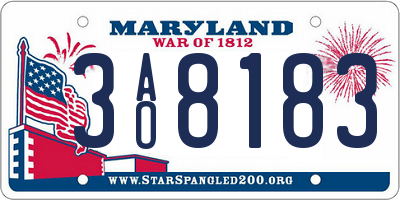 MD license plate 3AO8183