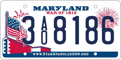 MD license plate 3AO8186