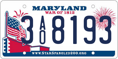 MD license plate 3AO8193