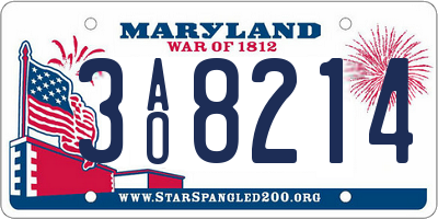 MD license plate 3AO8214