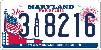 MD license plate 3AO8216