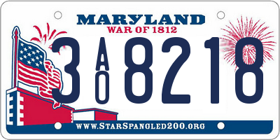MD license plate 3AO8218