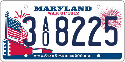 MD license plate 3AO8225