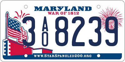 MD license plate 3AO8239