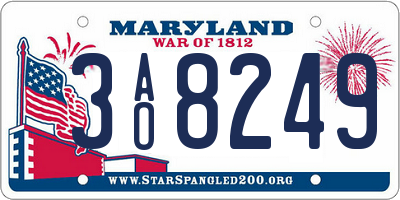 MD license plate 3AO8249