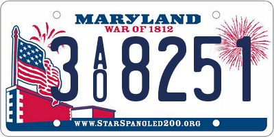 MD license plate 3AO8251