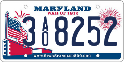 MD license plate 3AO8252
