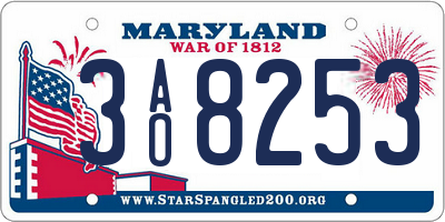 MD license plate 3AO8253
