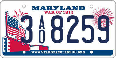 MD license plate 3AO8259