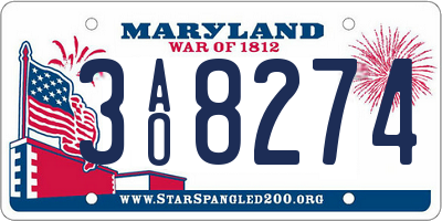 MD license plate 3AO8274