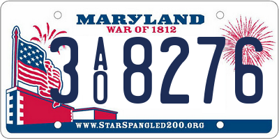 MD license plate 3AO8276