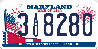 MD license plate 3AO8280