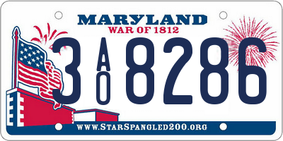 MD license plate 3AO8286