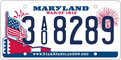 MD license plate 3AO8289