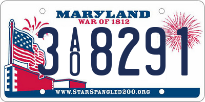 MD license plate 3AO8291