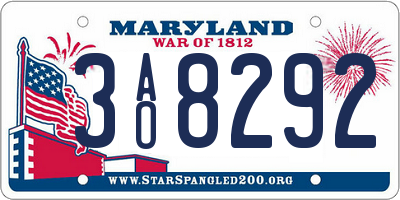 MD license plate 3AO8292