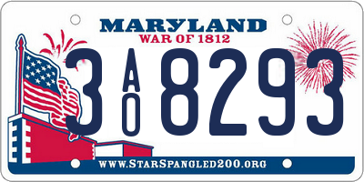 MD license plate 3AO8293