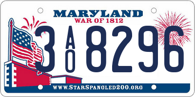 MD license plate 3AO8296