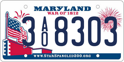 MD license plate 3AO8303