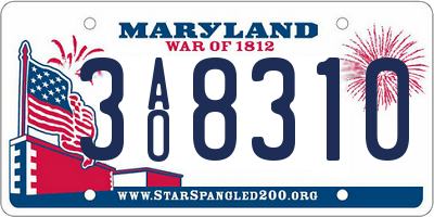 MD license plate 3AO8310