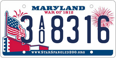 MD license plate 3AO8316