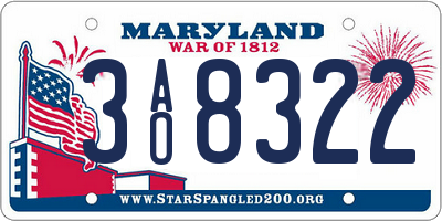 MD license plate 3AO8322