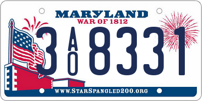 MD license plate 3AO8331