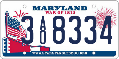 MD license plate 3AO8334