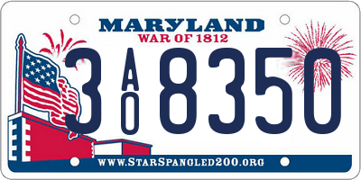 MD license plate 3AO8350