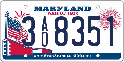 MD license plate 3AO8351