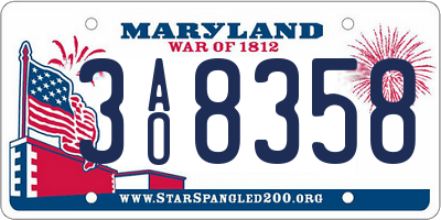 MD license plate 3AO8358