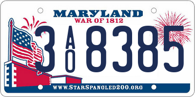 MD license plate 3AO8385