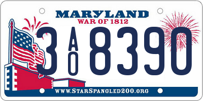MD license plate 3AO8390