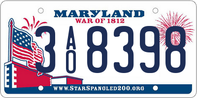 MD license plate 3AO8398