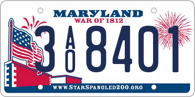 MD license plate 3AO8401