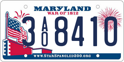 MD license plate 3AO8410
