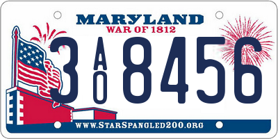 MD license plate 3AO8456