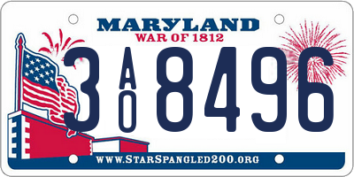 MD license plate 3AO8496
