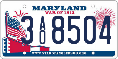MD license plate 3AO8504