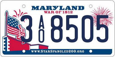 MD license plate 3AO8505