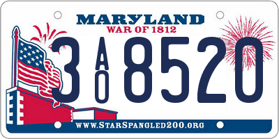 MD license plate 3AO8520